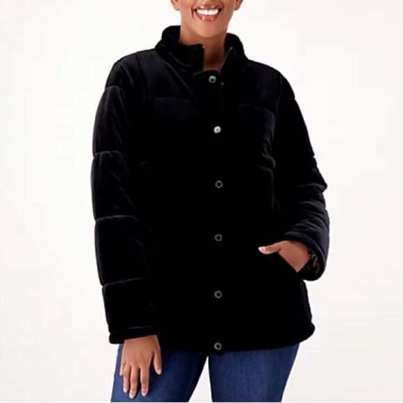 Isaac Mizrahi Live! Always Isaac Velvet Puffer - Picture 1 of 5